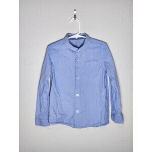 Wonder Nation Blue Solid Button-Up Shirt Long Sleeve Collared Pockets 5T